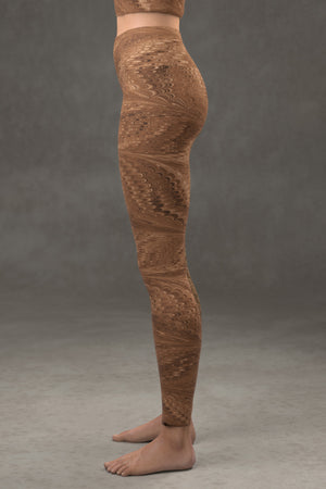 Marbled Butterfly Yoga Leggings: Sepia