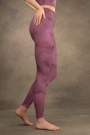 Painted Yoga Leggings: Plum