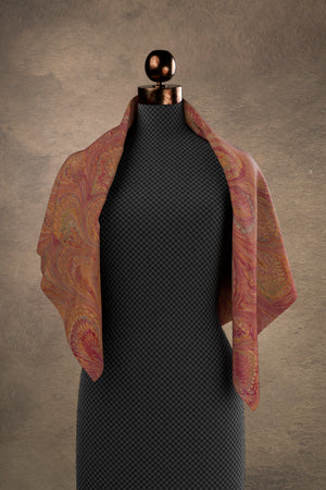 Marbled Peacock Carmine Square Scarf