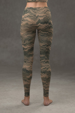 Marbled Combed Leggings: Green & Tan