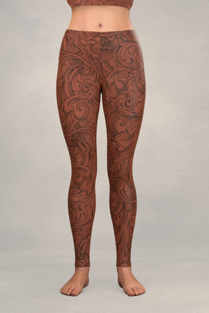 Scrollwork Leggings: Cinnamon