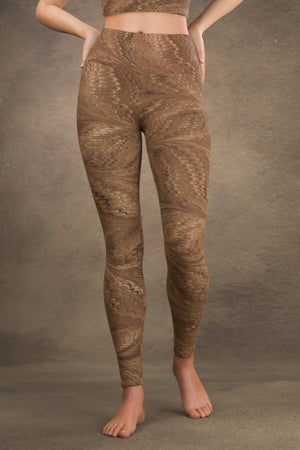 Marbled Butterfly Yoga Leggings: Sepia